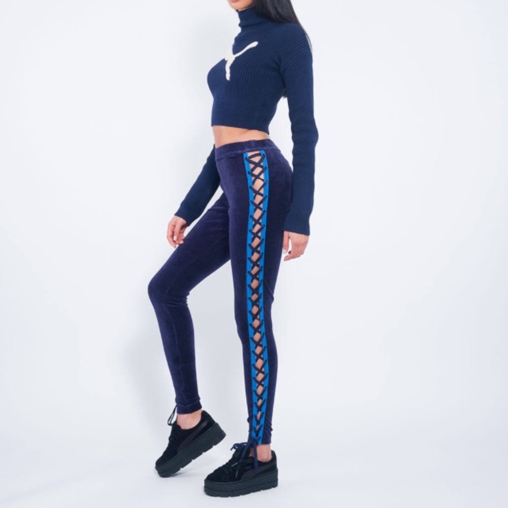 FENTY Puma Stretch Velour Leggings w/ LaceUp Sides